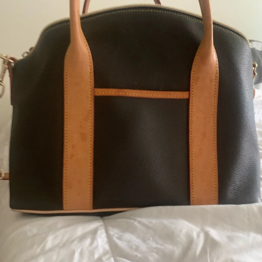 Dooney & Bourke Black Satchel with Tan Accents - Picture 5 of 13